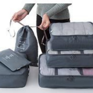 Set de bolsas de viaje de sarga, organizadores de ropa 6–8 piezas para maleta.
