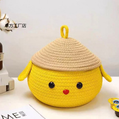 新しいかわいい綿糸織り収納バスケット寝室の収納ボックスおもちゃデスクトップ雑貨収納バスケットスナックバスケット
