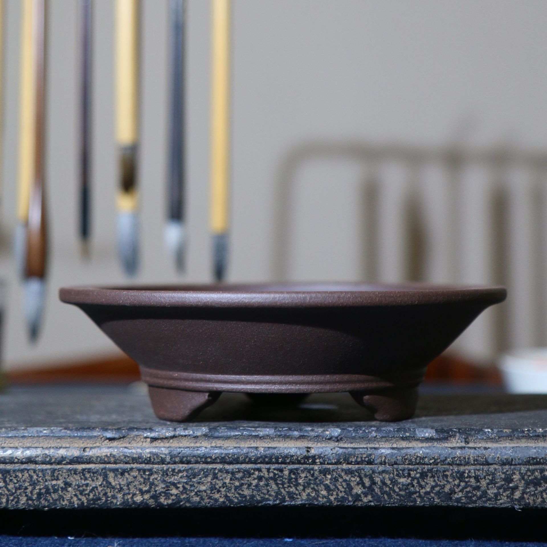 Yixing boutique purple sand flowerpot miniature small size handmade sparrow plum, asparagus, green planting and fleshy calamus pot hat bonsai pot