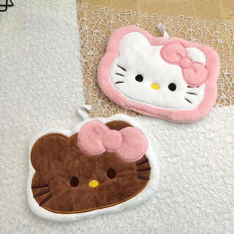 Coral Velvet Hanging Cartoon Hand Towel, Absorbent, Quick-Drying, Thickened Hand Wipe Cloth, Children's Handkerchief, Small Gift Towel