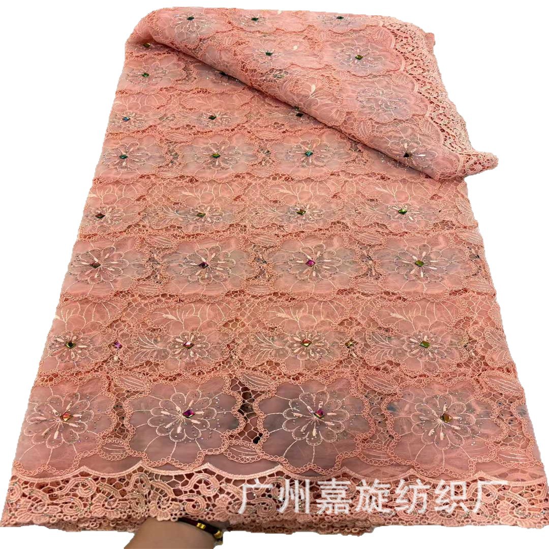 Tejido de encaje nigeriano Tejido de encaje nigeriano Flores huecas Hot Dress Tejido de encaje image 6