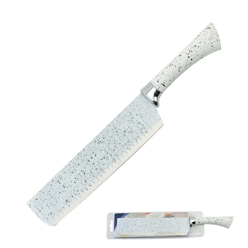 Comercio exterior caucho y plástico, mango de herradura, patrón ondulado, cocina de acero inoxidable, cuchillo doméstico, juego de cinco piezas, succión de doble cara al por mayor