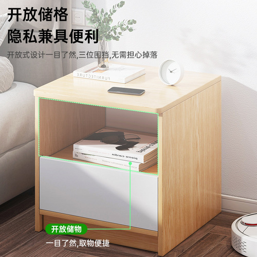Bedside cabinet minimalist modern bedroom Instagram-style nightstand simple storage rack small shelving unit Nordic style