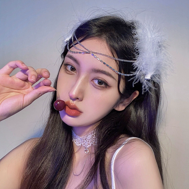 Южная Корея белое перо утка зажим для счета прямоугольная циркониевая цепочка Утюг для волос новый темперамент мода милые аксессуары для волос