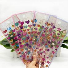滴胶水晶贴纸 烫金立体装饰手帐手机贴纸 爱心星星DIY素材贴画