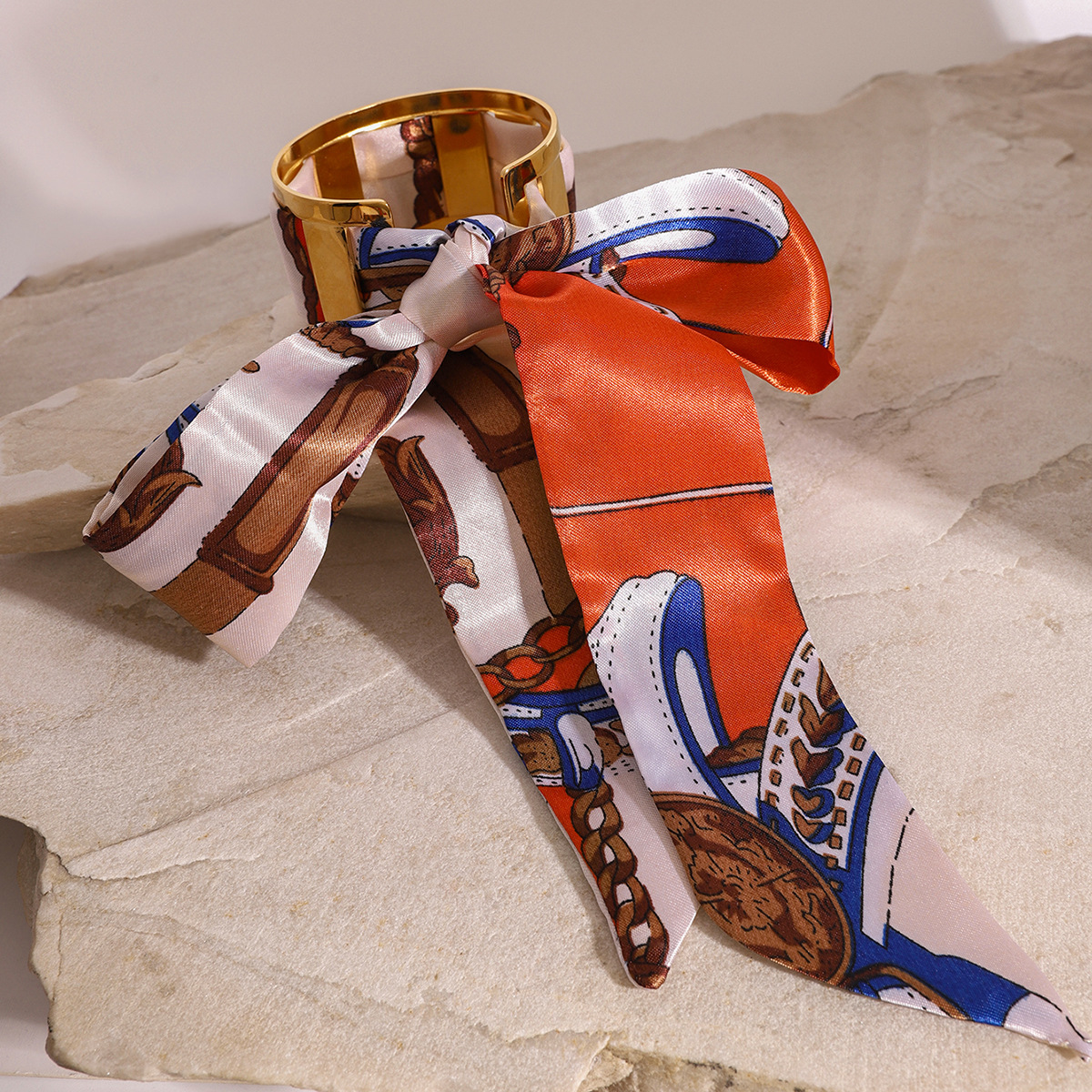 Jieding Diadema larga de poliéster de seda de imitación europea y americana, cinta de impresión de color rojo y blanco, accesorios de diseño de todo fósforo transfronterizos