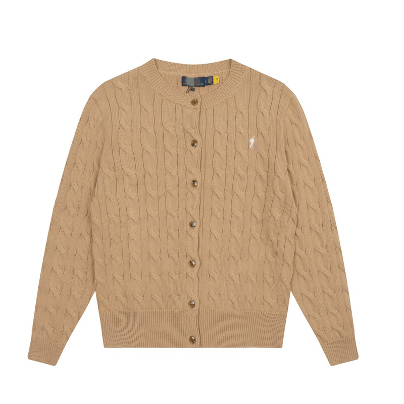 High-end version~RL Ralph Lauren logo embroidery knit sweater top for women, women's round-neck cardigan, college style High-end version~RL Ralph Lauren logo embroidery knit sweater top for women, women's round-neck cardigan, college style