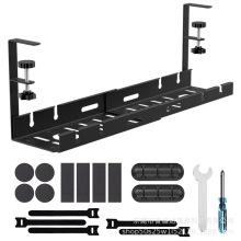 跨境热销现货免打孔可伸缩调节长度桌下离线架插座收纳架桌底挂篮