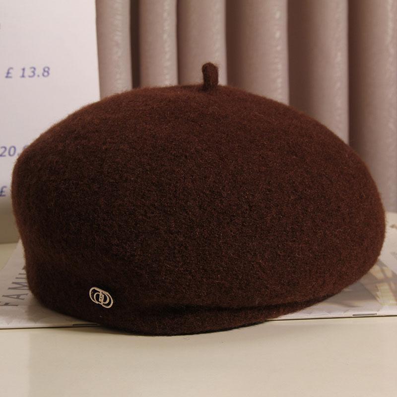 French Retro Wool Beret For Women Elegant Winter Accessory_voghion.com
