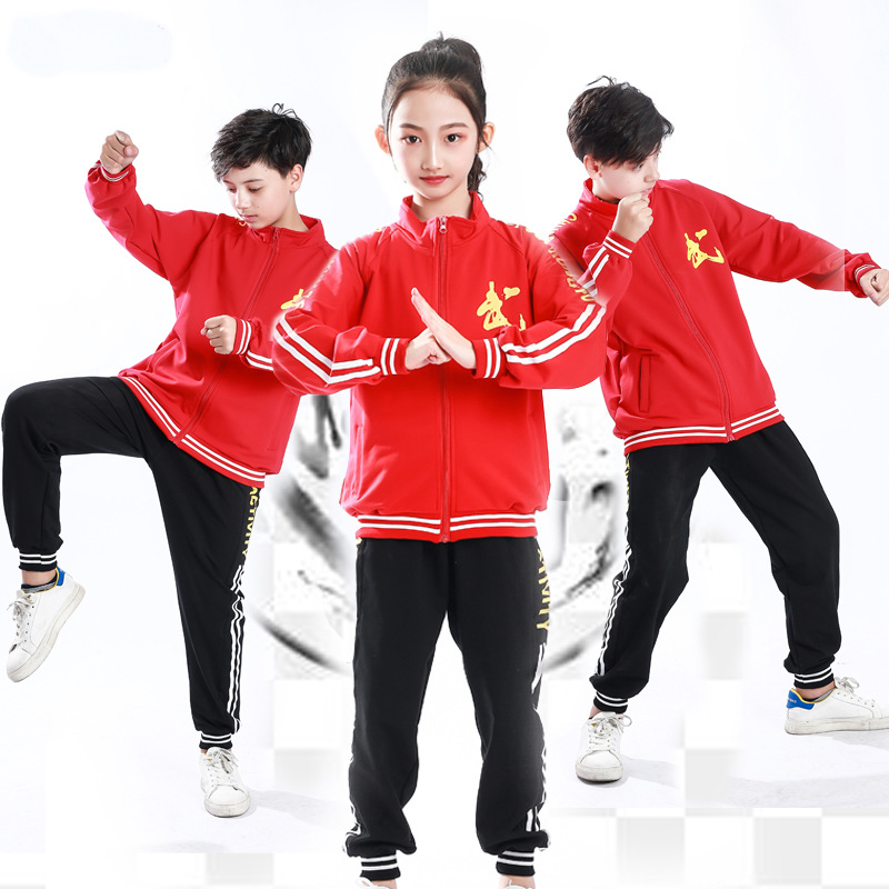 Children's Wushu Clothing Suit Men's Sanda Fighting Routine Training Clothes Gymnastics Thickened Autumn Long Sleeve Training Clothes