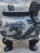 石雕青石石材一体圆形石香炉家用祠堂墓地寺庙祭祀小香炉