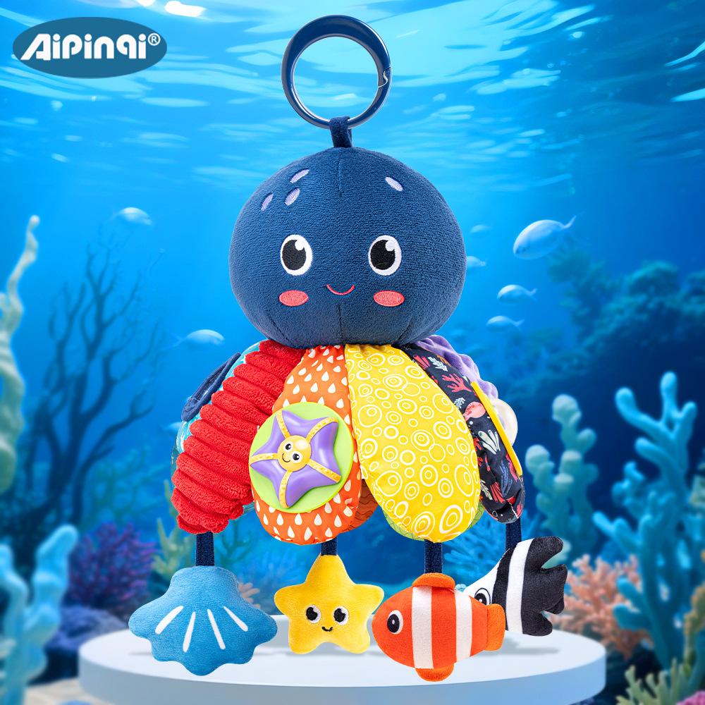 Aipinqi coche multifuncional para bebés colgar pulpo visual tacto colgantes grandes juguetes de peluche para bebés en stock