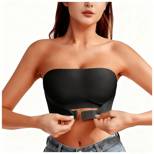 Non-trace gathering high-end women's large size front buckle tube top sexy strapless back ultra-thin back bra