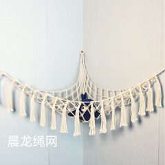 子供用玩具収納ネットポケット綿紐手作り編み壁角玩具ネットポケットカラータッセル玩具ネットポケット