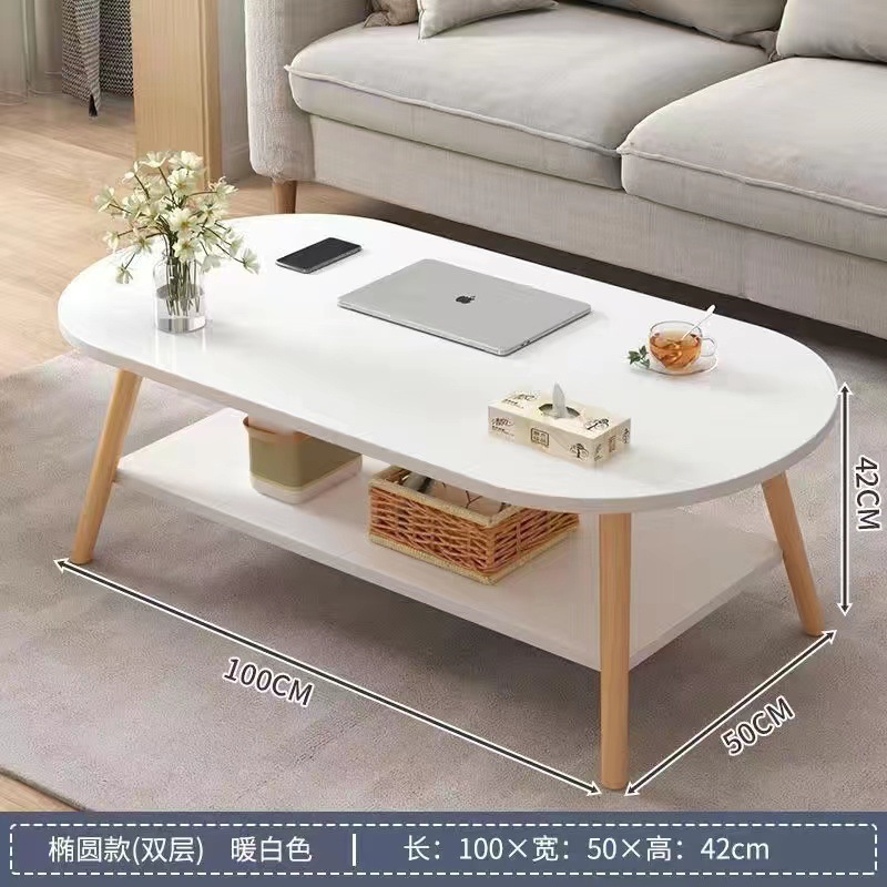 100CM 따뜻한 흰색 더블 레이어 커피 테이블