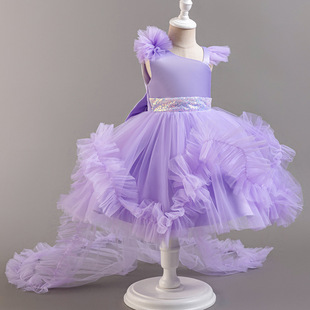 Girls' Princess Dress High-end Detachable Tail Poncho Gown Western-style Young Children's Birthday Show dress