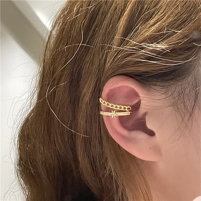 Wholesale Jewelry Hollow Star Micro Inlaid Ear Bone Clip Nihaojewelry display picture 2