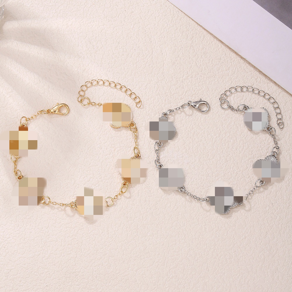 Cross-border New Style Four-leaf Clover Bracelet Women's South Korea Simple Ins Five-flower Fritillaria Good Luck Four-leaf Clover All-match Bracelet Chain