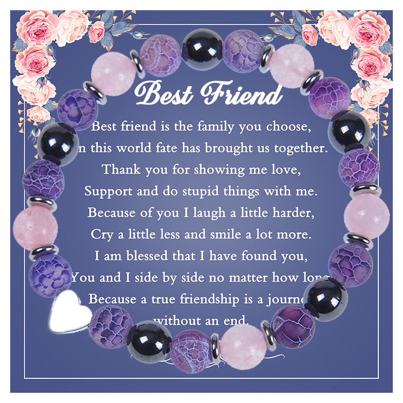 Retro Heart Shape natural stone Agate Beaded Bracelets 1 Piece