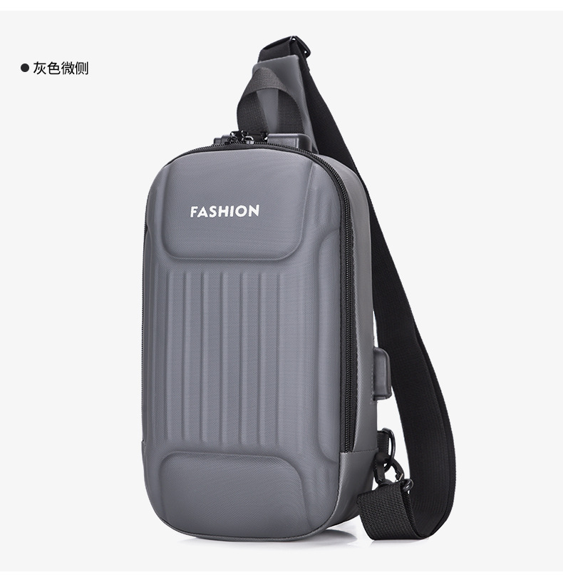 Men's crossbody bag with password lock, black large-capacity sports motorcycle bag, single-shoulder crossbody men's chest bag undefined