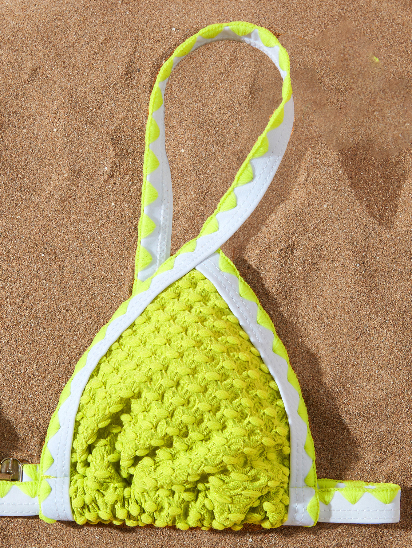 92g Weight Sexy Feel Of Sensation Briefs Panties Style Polyester Fabric Type 2 Pieces Set Quantity Swimming Pool, Beach Occasion Serrated Pattern Women's Gender Women's Serrated 2 Pieces Set Bikinis Swimwear 17
