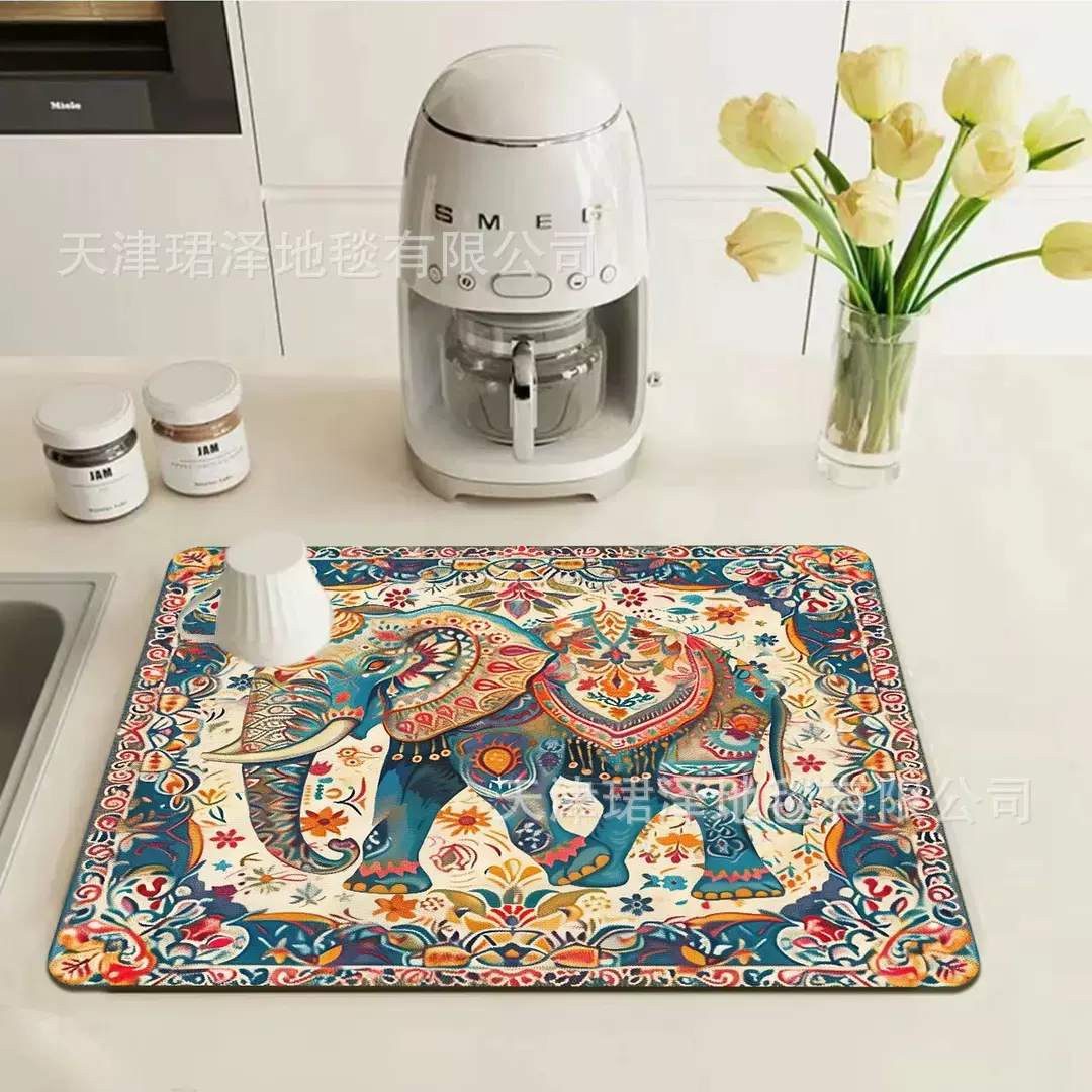 现货亚马逊跨境爆品东南亚沥大象水垫科技布吸水垫餐厅厨房沥水垫