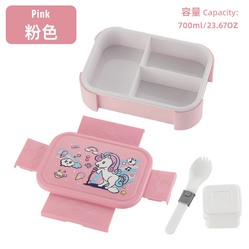 Amazon caja de almuerzo infantil transfronteriza caja de almuerzo de plástico de dibujos animados caja de almuerzo de microondas calentamiento caja de almuerzo de estudiantes