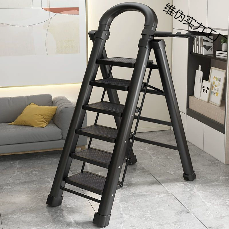 Ladder household folding ladder thickened carbon steel herringbone ladder mobile staircase telescopic step ladder multifunctional indoor ladder 12