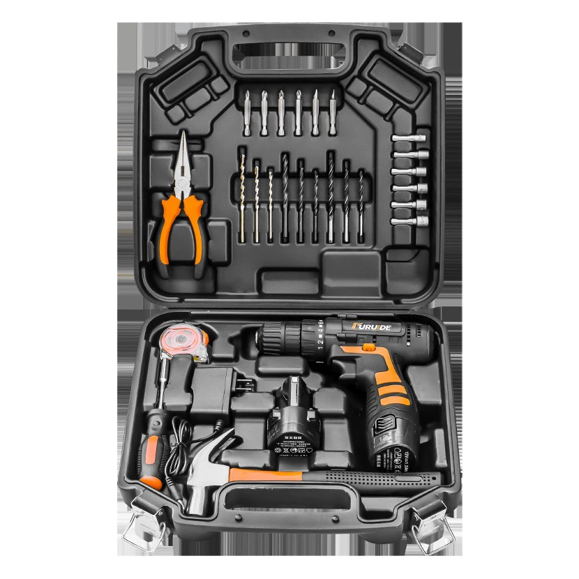 Завод прямой многофункциональный литиевый аккумулятор ручная дрель электрическая отвертка аппаратный инструмент костюм комбинированный ящик для инструментов