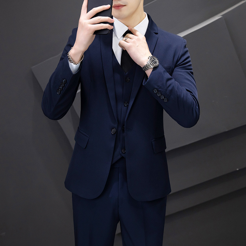 네이비 싱글버튼 [재킷+바지+조끼+넥타이