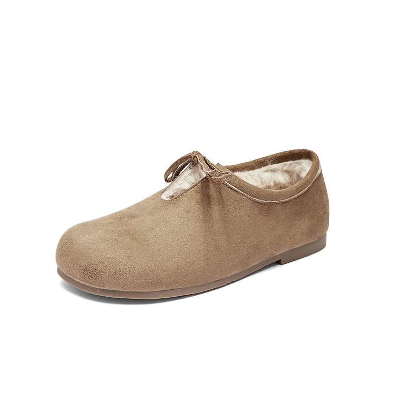 Zapatos de algodón de terciopelo de Deng Xiaoping 2026 nuevas zapatillas de lana de primavera con suela gruesa botas de nieve casuales