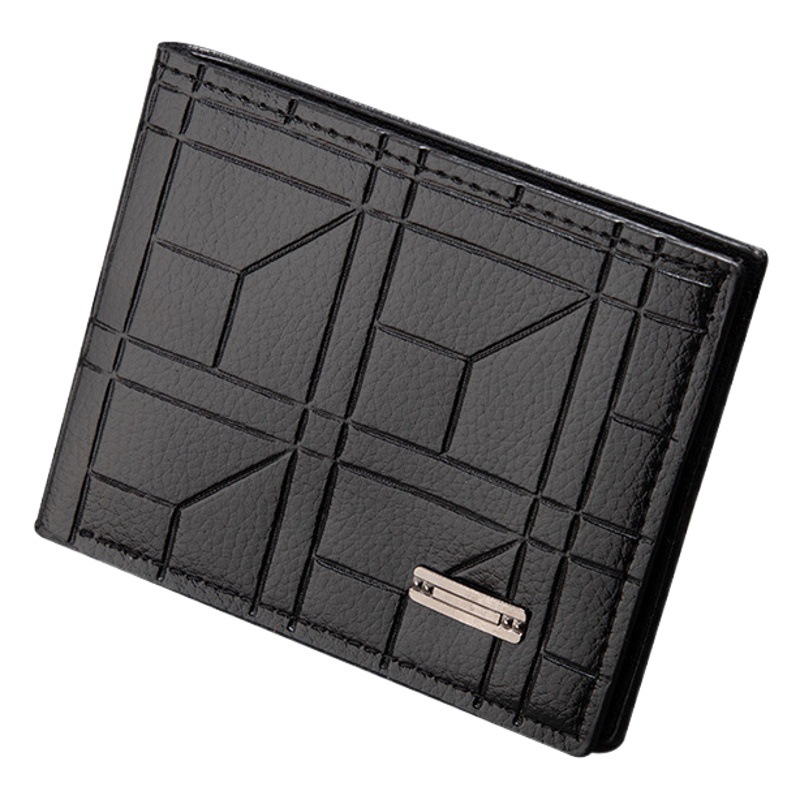 Men's Wallet, Short Wallet for Men, Youth Fashion Plaid Horizontal Soft Leather Wallet, Large Capacity, Multiple Card Slots, Portable for Boys