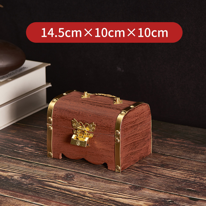 Alcancía de madera maciza para niños con cerradura, solo depósitos, sin retiradas, caja de ahorros de madera, gran capacidad, cofre del tesoro de moda en TikTok, transfronterizo.