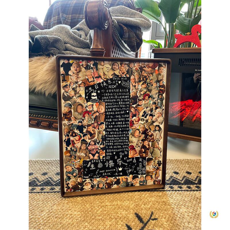 Baby's 1St Birthday Commemorative DIY Photo Frame, Solid Wood Photo Collage, Children's Growth Record, Coming-Of-Age Gift Baby's 1St Birthday Commemorative DIY Photo Frame, Solid Wood Photo Collage, Children's Growth Record, Coming-Of-Age Gift
