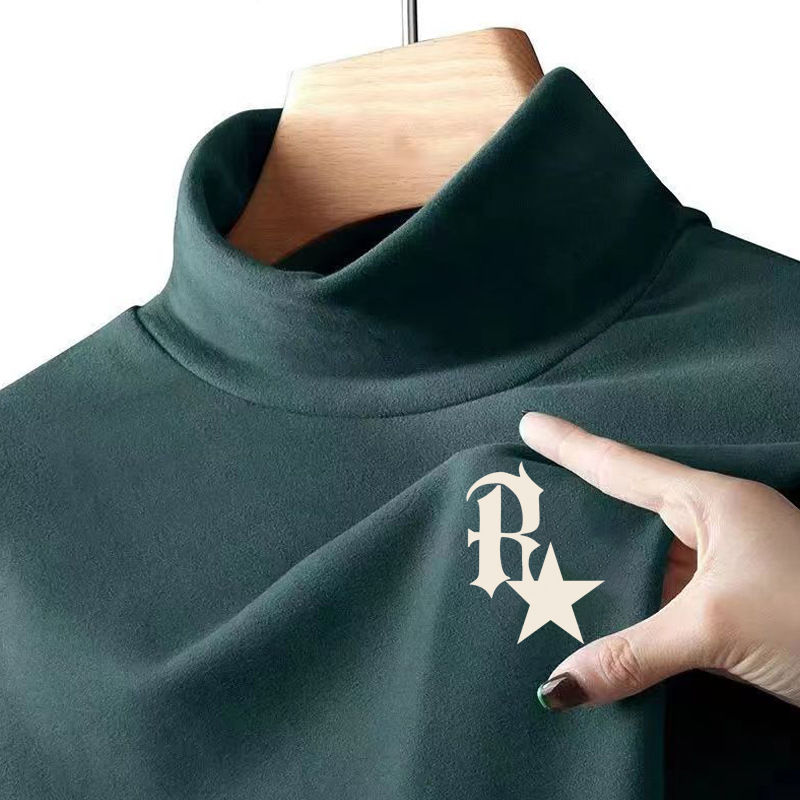 Directo de fábrica de color puro simple de gama alta de terciopelo a prueba de frío cálido medio cuello alto ropa interior hombres otoño camiseta superior