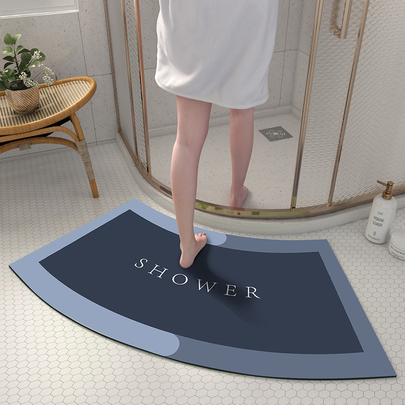 Bathroom Semi-circular Arc Water Absorbent Quick-drying Door Mat Bathroom Floor Mat Diatom Mud Upholstered Fan-shaped Anti-slip Mat