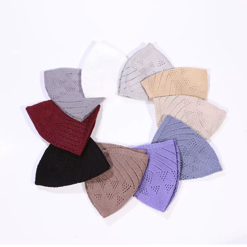 新款透气薄款帽子男回族礼拜帽棉涤针织帽浅口瓜皮帽纯色针织批发