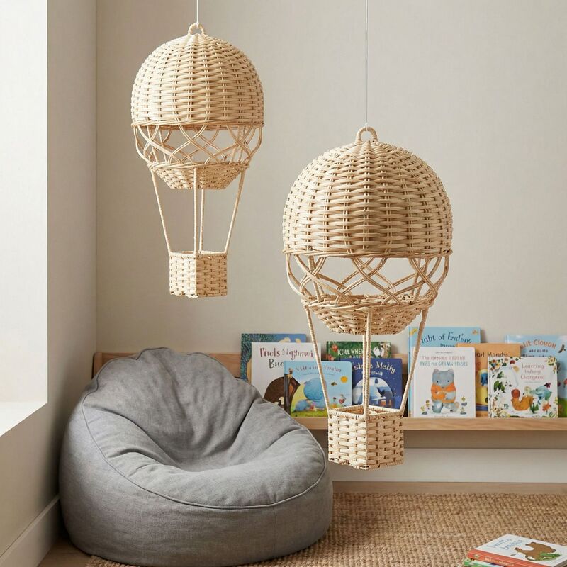 Ins-Style Handmade Rattan Hot Air Balloon for Kidsren's Rooms, Early Childhood Education Centers, Photography Studios, and Home Decoration Items Ins-Style Handmade Rattan Hot Air Balloon for Kidsren's Rooms, Early Childhood Education Centers, Photography Studios, and Home Decoration Items