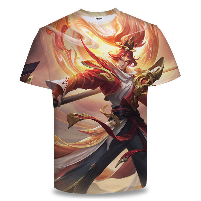 Camiseta de manga corta con estampado digital bidimensional de verano 3d verano para adolescentes y niños juego de gloria para hombres