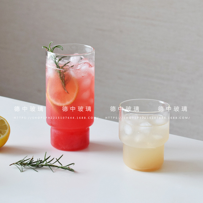 심플한 고온 방지 유리 커피 컵, 아이스 아메리칸 라떼 컵, 쌓을 수 있는 얇고 가벼운 차가운 음료 컵, 주스 우유 컵