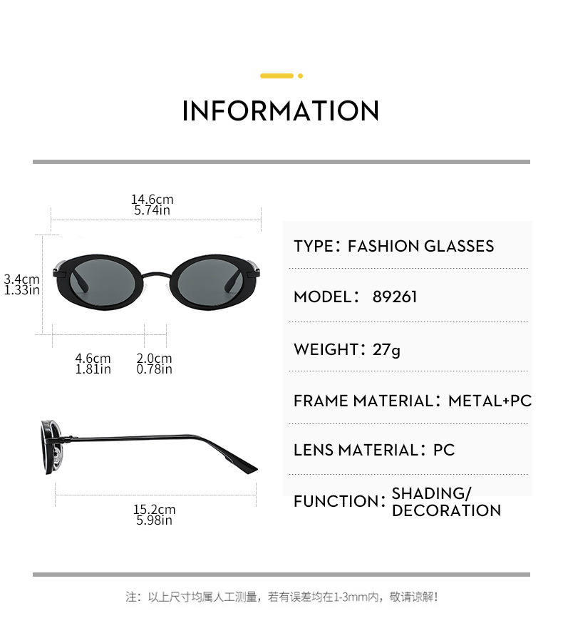 45g Weight Full Frame Glasses Structure Sunglasses Classification PC, UV400 Protection Lens Material Oval Frame Glasses Style Travel, Shopping Occasion Solid Color Pattern All Seasons Season Women's Gender Vacation, Streetwear Style Vacation Streetwear Solid Color PC UV400 Protection Oval Frame Full Frame Women's Sunglasses 10