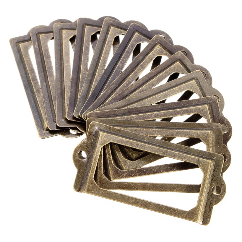 Juego de 12 marcos para etiquetas, marcos para tarjetas de visita, marcos decorativos para cajones, marcos para cajas de regalo, marcos de hojalata, manijas de puerta de 70*33 mm image 1