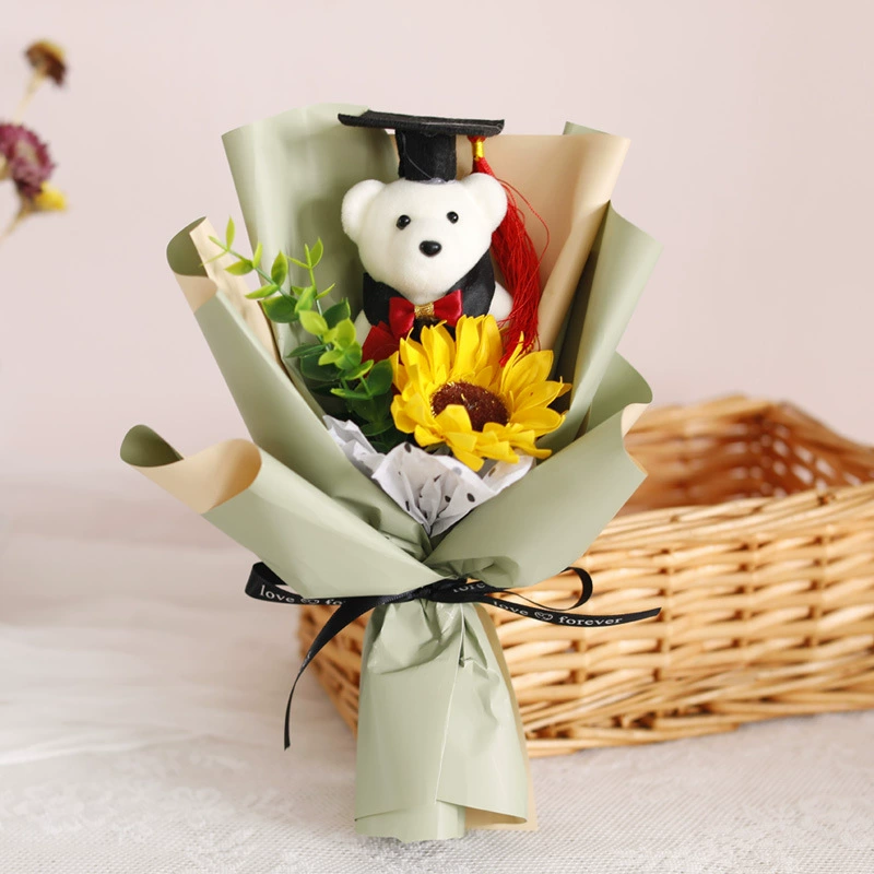 Wholesale Sunflower Kindergarten Children's School Activity Gift Graduation Graduation Ceremony Doctor Xiong Cartoon Bouquet