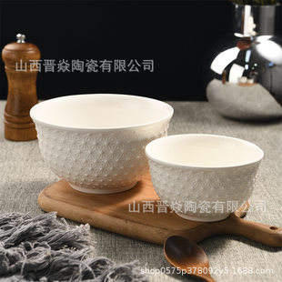 Nordic light luxury pure white ceramic snowflake bowl household high-value Japanese solid color Internet celebrity rice bowl instant noodle bowl bowl