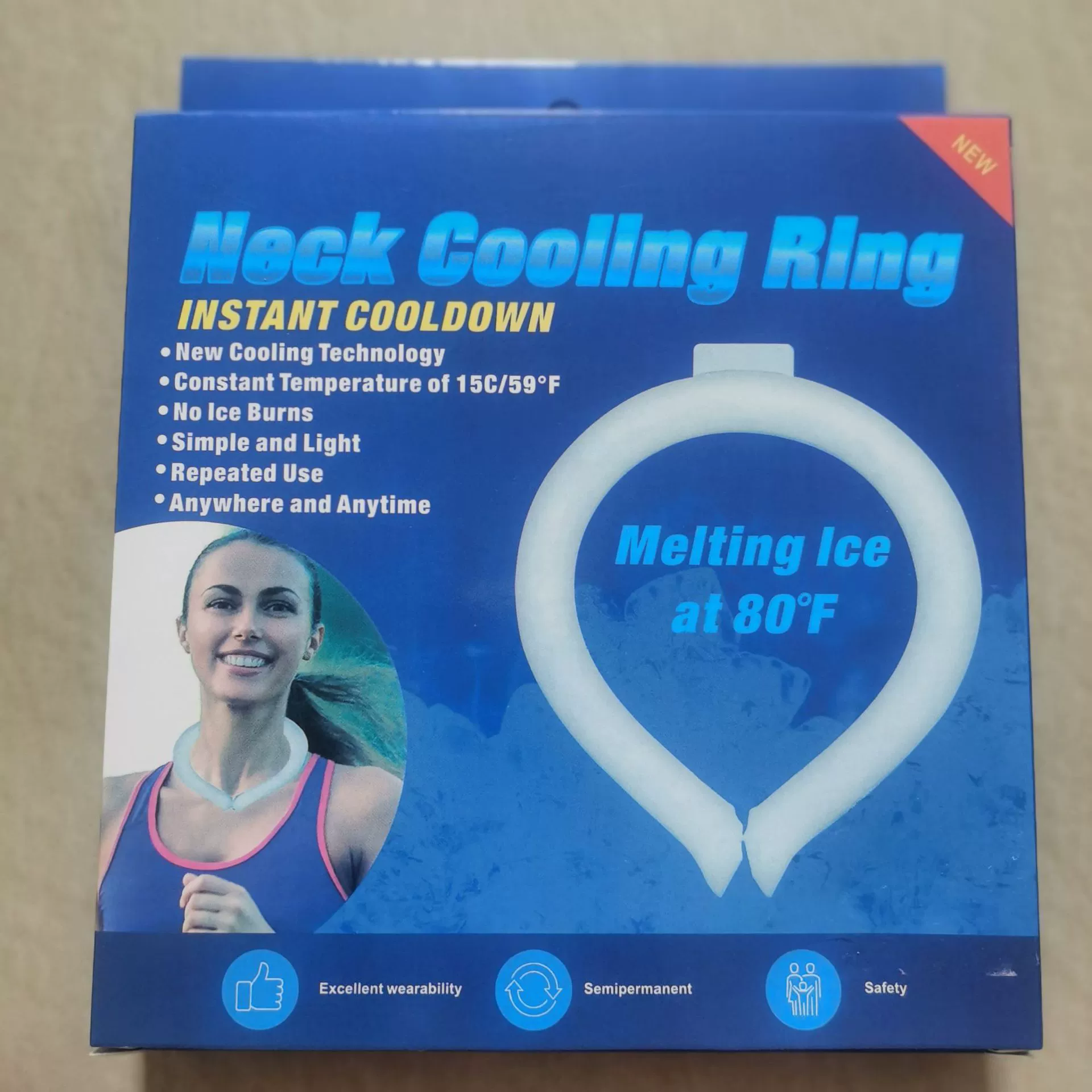 Защита от жара летом 28 ℃ Barcuttraine Hanging Neck Physical Cooling Ice Cool Circle Ice Neck Sports Outdoor Cool Sense Circle Ice Circle Circle