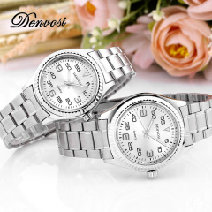 丹弗士中老年人指針男士手錶女石英情侶時尚對表節日過節送禮腕錶