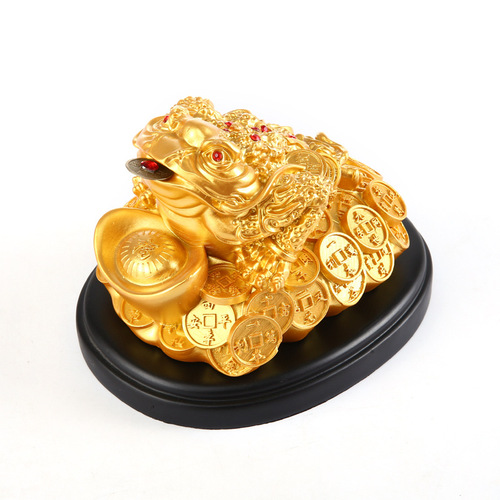IYR7 Gold Toad Statue, Three-legged Gold Cicada, Craft Gift, Home Decor