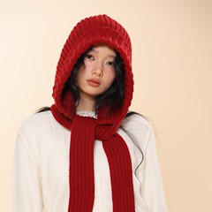 秋冬加大螺纹系带巴拉克拉法帽冬季保暖不掉毛不起球围巾帽女士帽