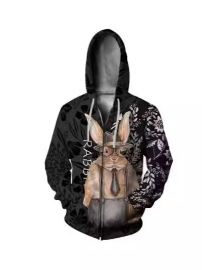 Y2k Men's Rabbit Sweatshirt 3D Printed Clothing with Zipper Eagle Fresh Design Y2k Men's Rabbit Sweatshirt 3D Printed Clothing with Zipper Eagle Fresh Design
