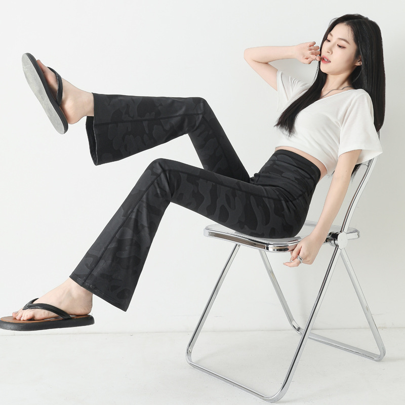 New Camouflage Shark Pants for Women's Outer Wear Spring & Fall Extbottomed High-Waist Slim Stretch Leggings Butt-Lifting Yoga Pants for Sports